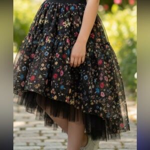 MonnaLisa Black Floral Skirt. Size 10. $140